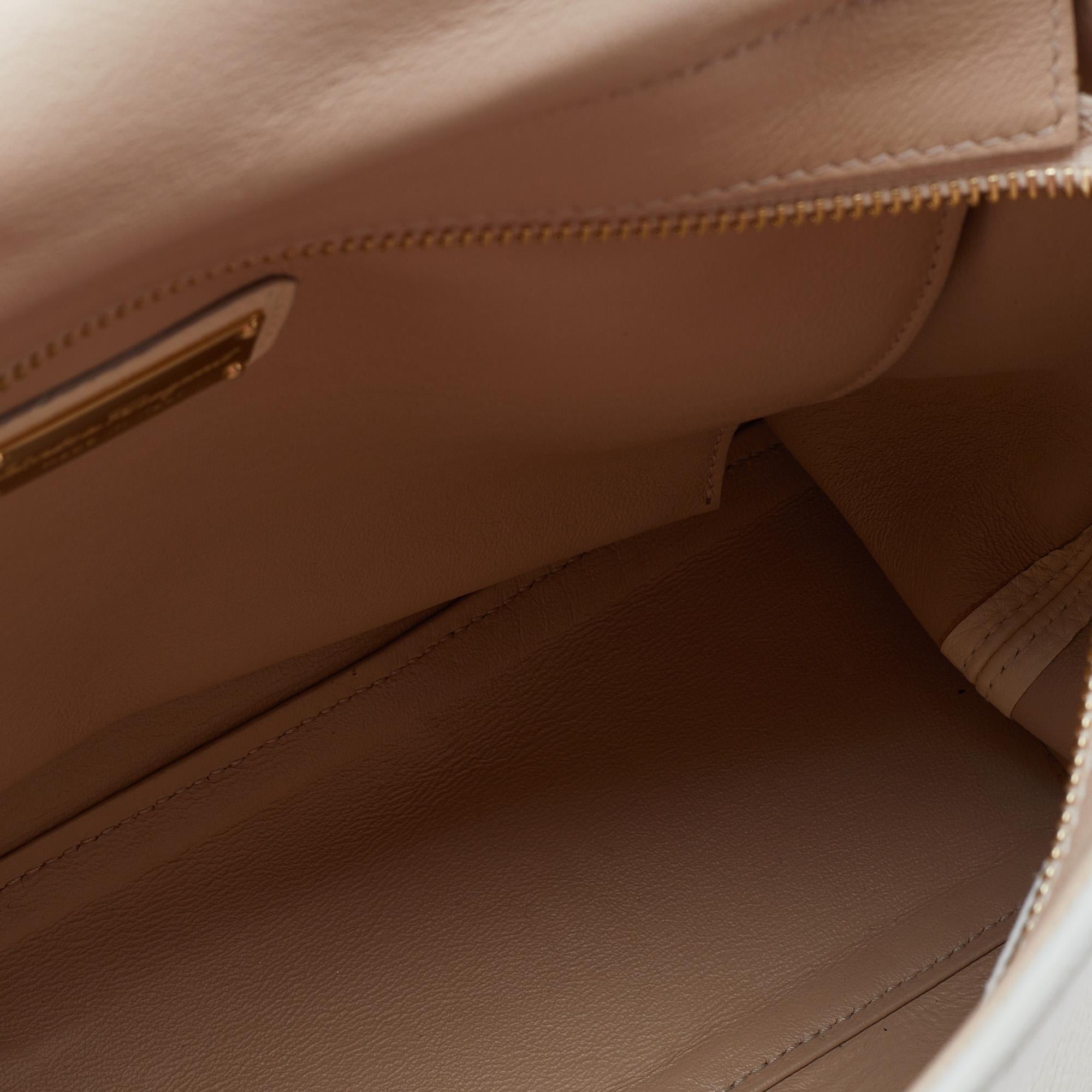 Salvatore Ferragamo Cream/Tan Leather Sofia Top Handle Bag 4