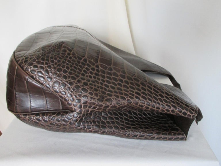 Salvatore Ferragamo Croc Embossed Leather Big Hobo Bag For Sale at 1stDibs