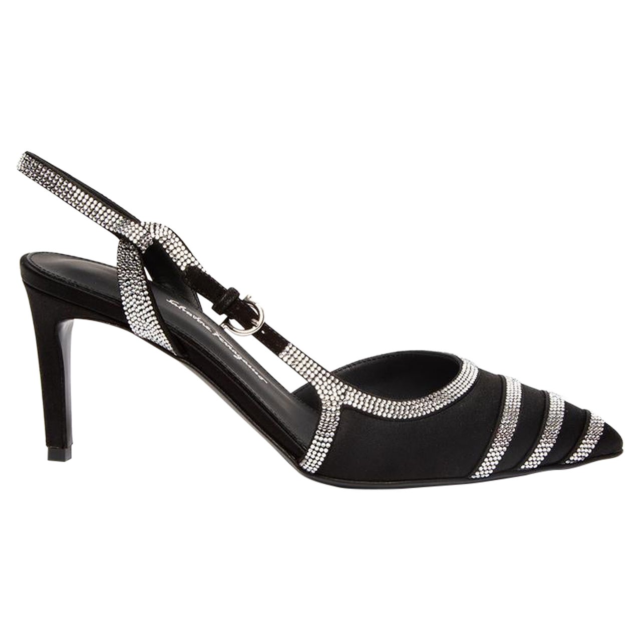 Salvatore Ferragamo Dahlia Slingback With Crystals In Black Size UK 3