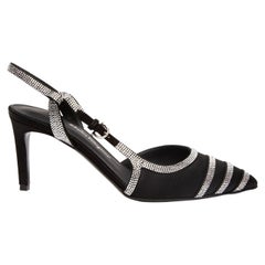 Salvatore Ferragamo Dahlia Slingback With Crystals In Black Size UK 3