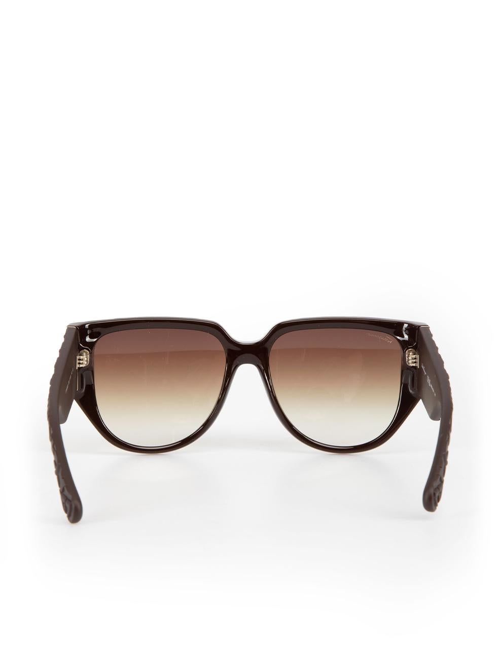 Women's Salvatore Ferragamo Dark Brown Browline Gradient Sunglasses For Sale