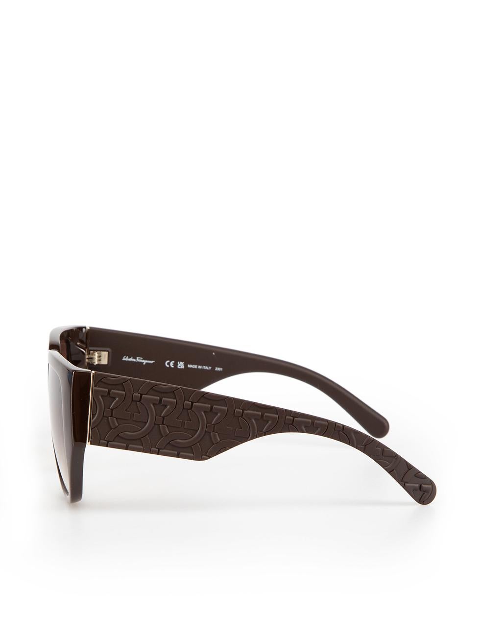 Salvatore Ferragamo Dark Brown Browline Gradient Sunglasses For Sale 1