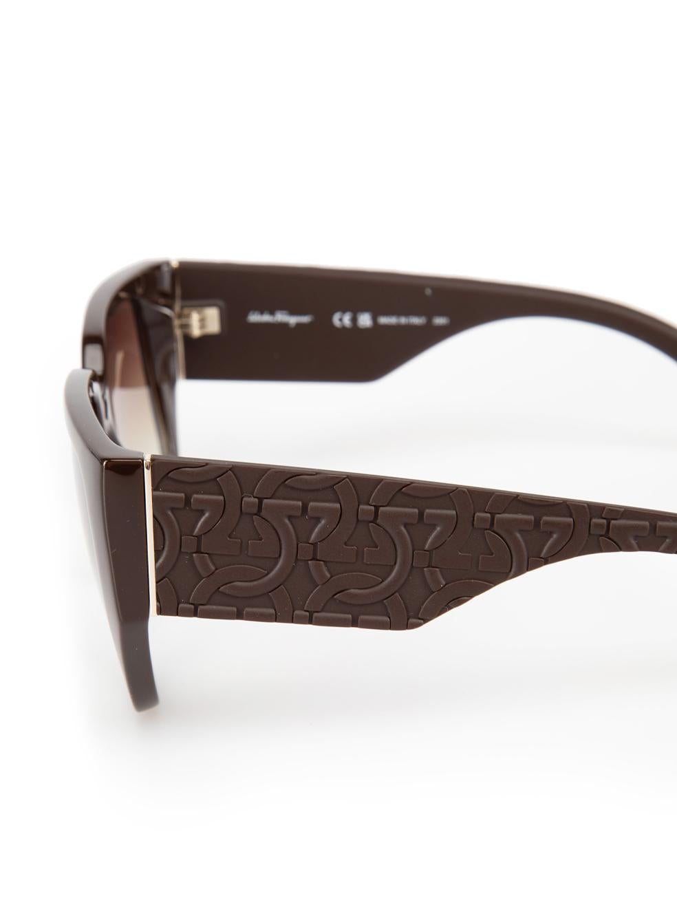 Salvatore Ferragamo Dark Brown Browline Gradient Sunglasses For Sale 2