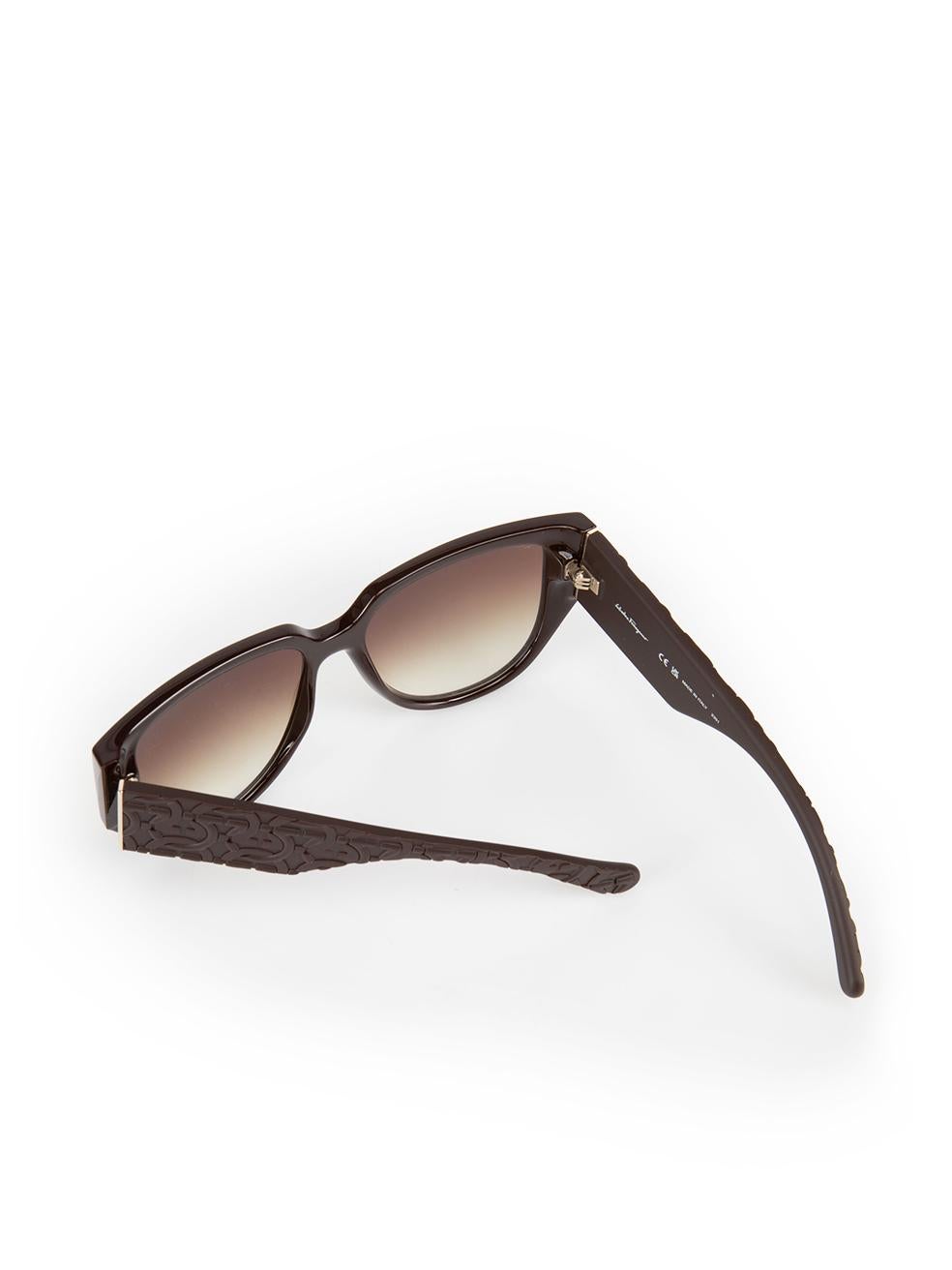 Salvatore Ferragamo Dark Brown Browline Gradient Sunglasses For Sale 3