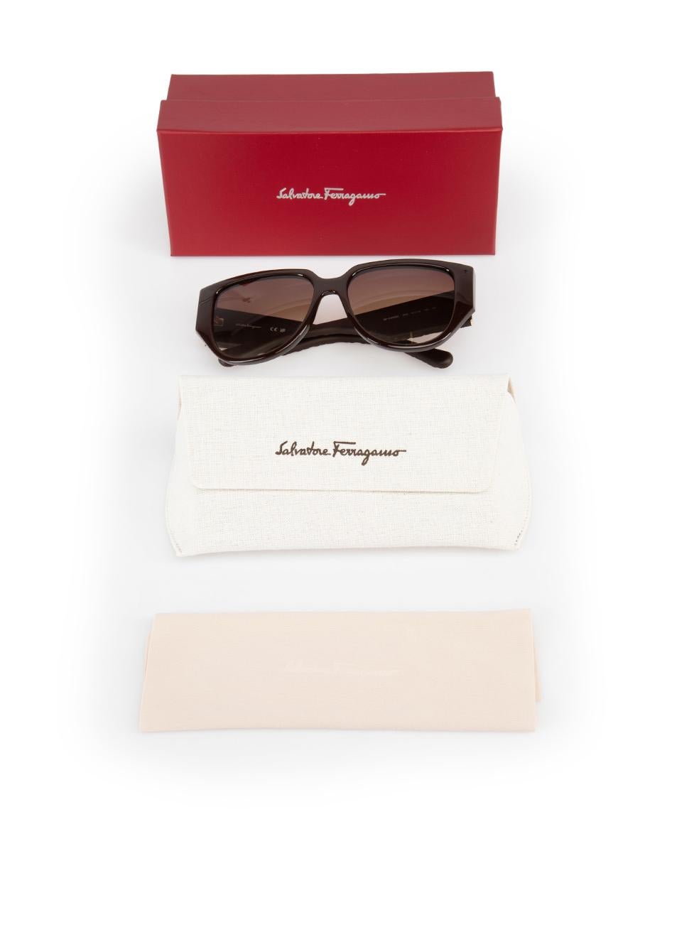 Salvatore Ferragamo Dark Brown Browline Gradient Sunglasses For Sale 4