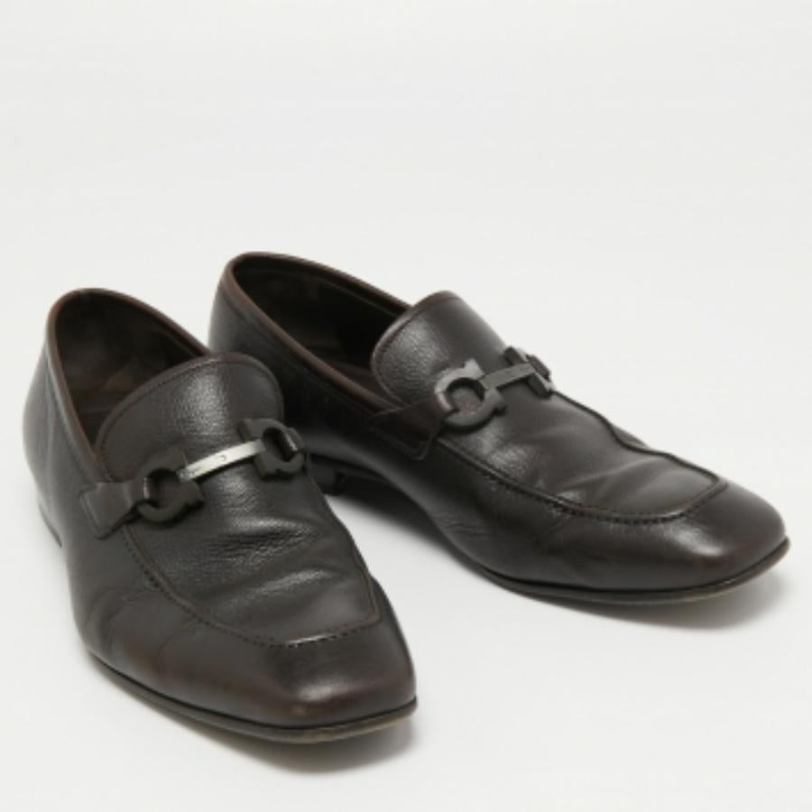 Salvatore Ferragamo Dunkel Brown Leder Gancini Bit Loafers Größe 44.5 im Angebot 3