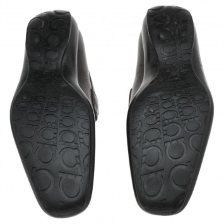 Salvatore Ferragamo Marrón Oscuro Piel Gancini Bit Slip On Mocasines Talla 42 en venta 2