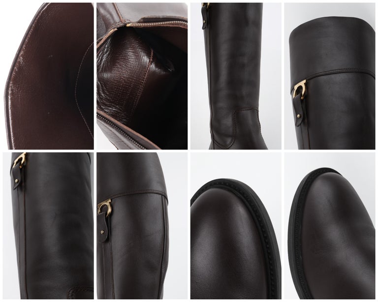 salvatore ferragamo gancini leather knee high boots