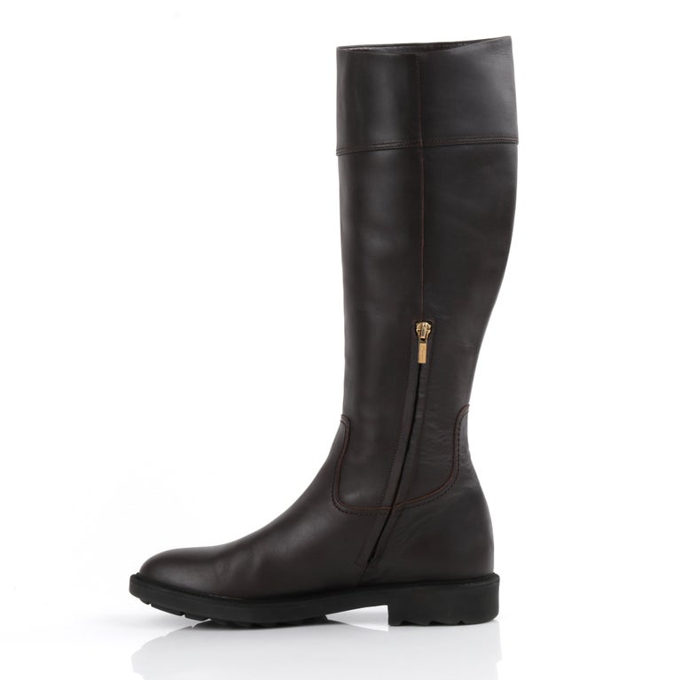 salvatore ferragamo gancini leather knee high boots