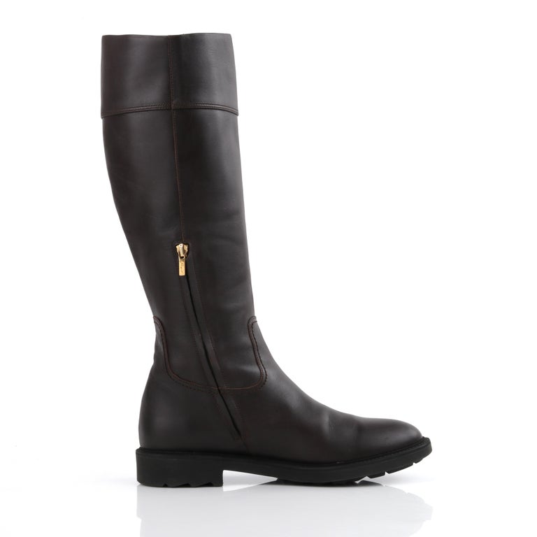 salvatore ferragamo gancini leather knee high boots