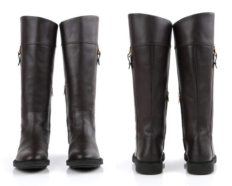 salvatore ferragamo gancini leather knee high boots