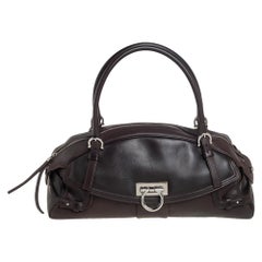 Salvatore Ferragamo Dark Brown Leather Gancini Satchel