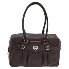 Salvatore Ferragamo Dark Brown Leather Marisa Satchel