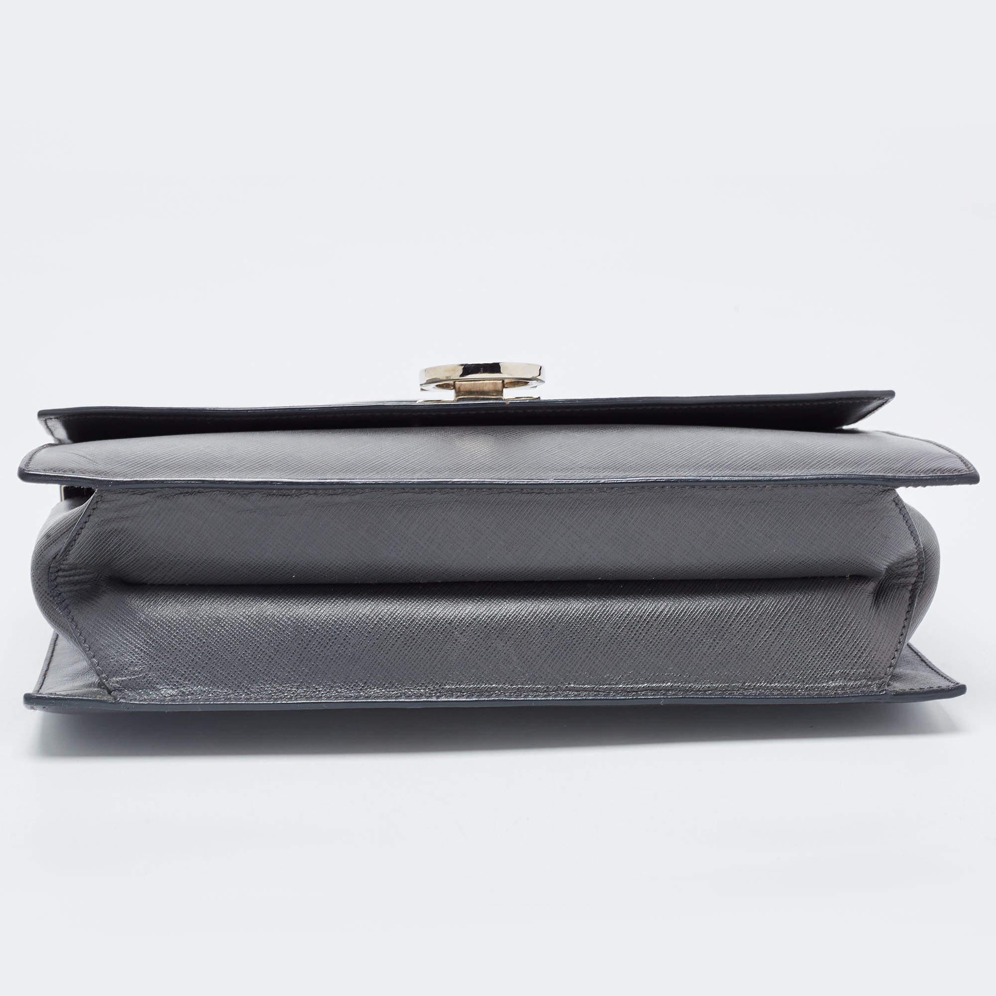 Salvatore Ferragamo Dark Grey Gancini Flap Top Handle Bag 10