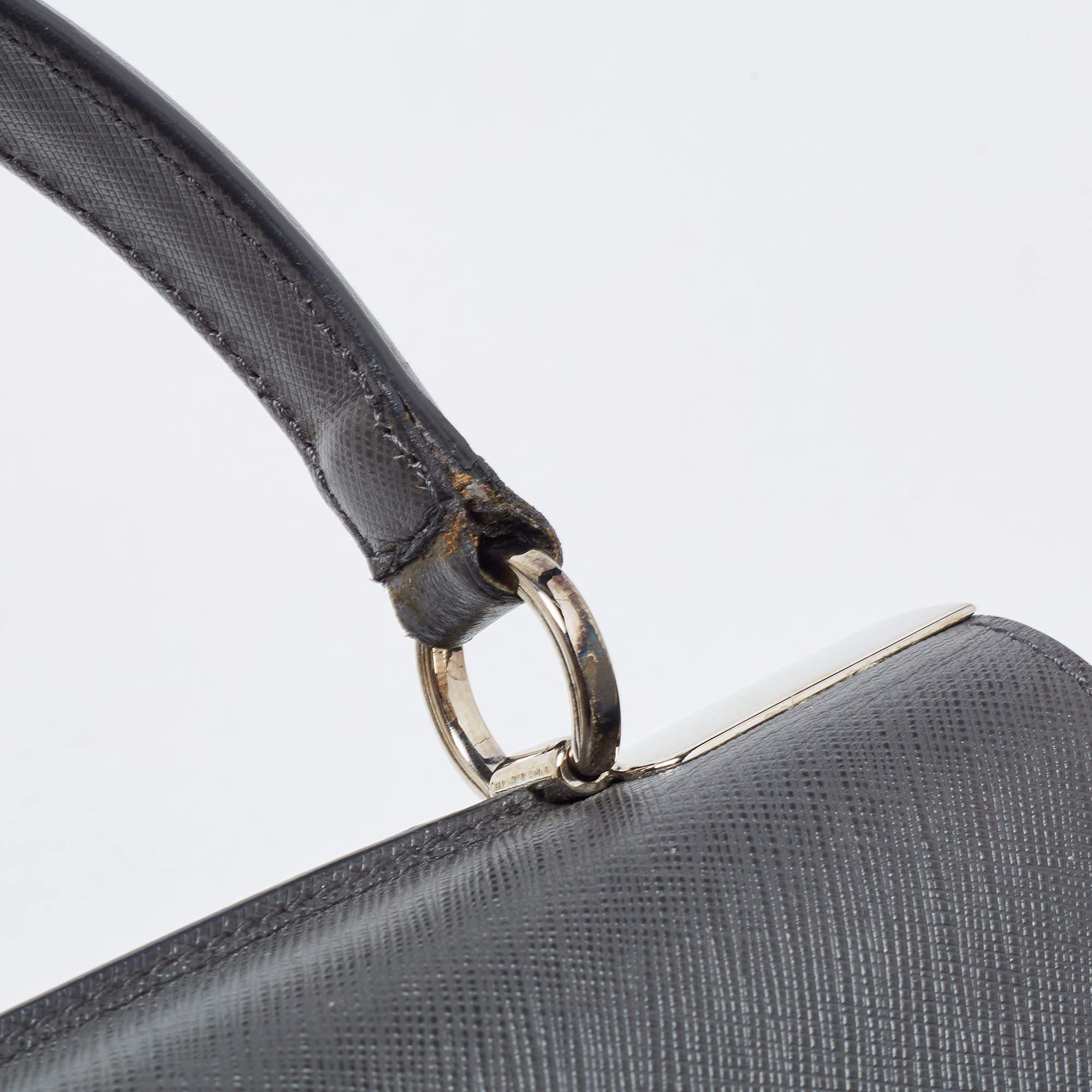 Salvatore Ferragamo Dark Grey Gancini Flap Top Handle Bag 2