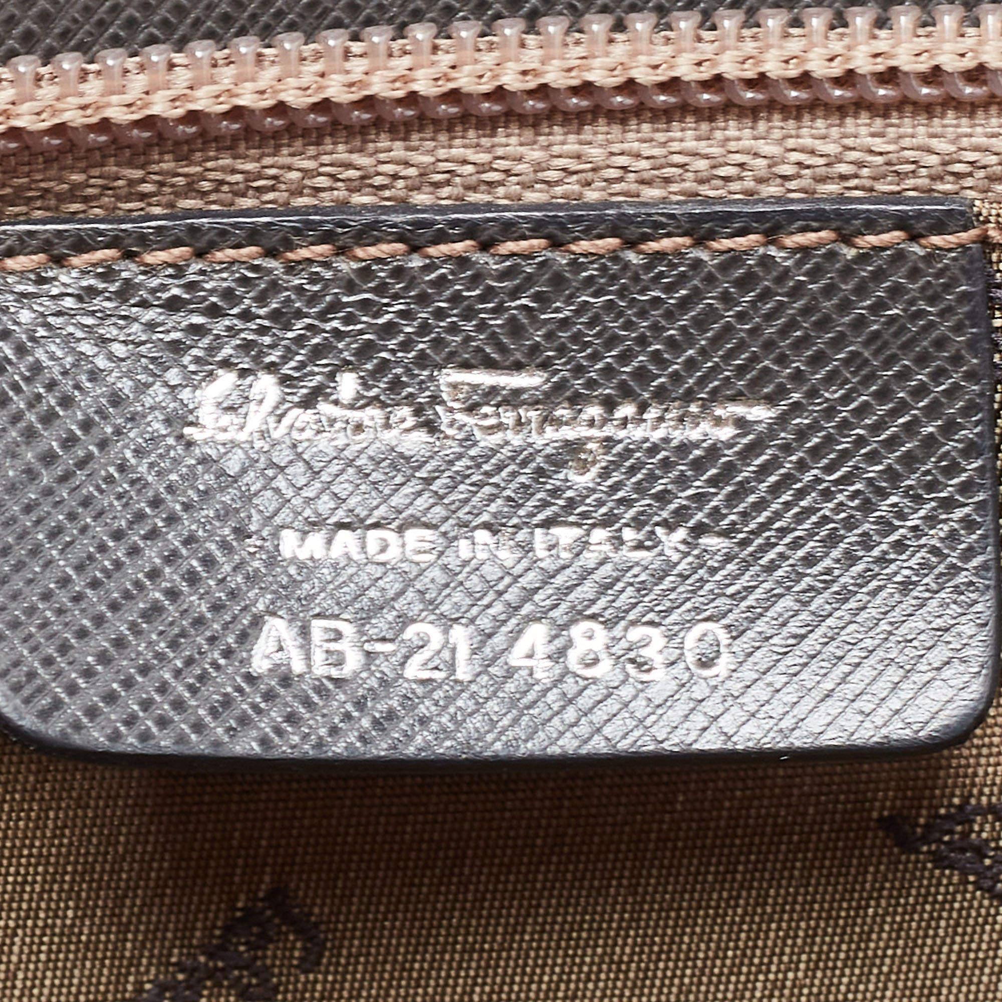Salvatore Ferragamo Dark Grey Gancini Flap Top Handle Bag 6