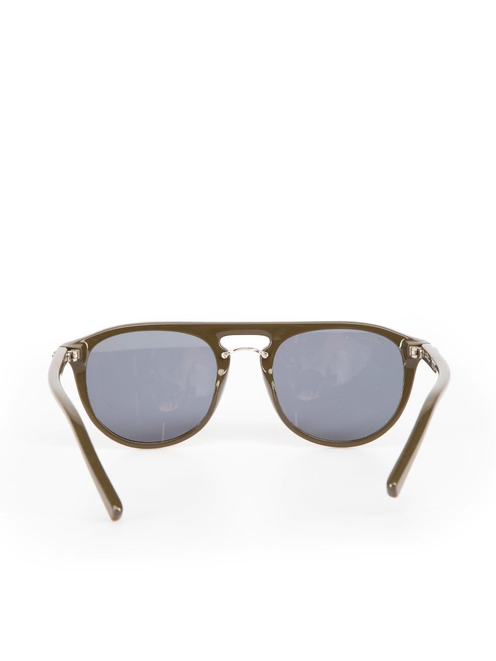 Salvatore Ferragamo Dark Khaki Aviator Sunglasses In New Condition For Sale In London, GB