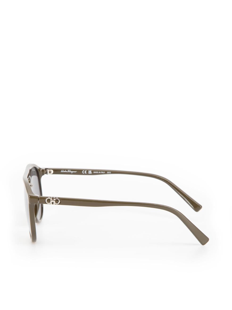 Women's Salvatore Ferragamo Dark Khaki Aviator Sunglasses For Sale