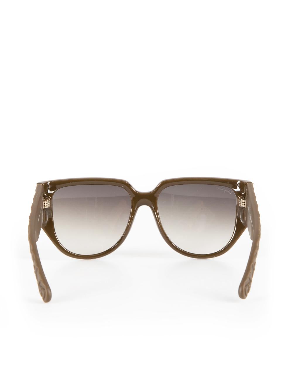 Women's Salvatore Ferragamo Dark Khaki Browline Gradient Sunglasses For Sale