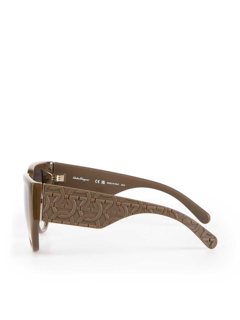 Salvatore Ferragamo Dark Khaki Browline Gradient Sunglasses For Sale 1
