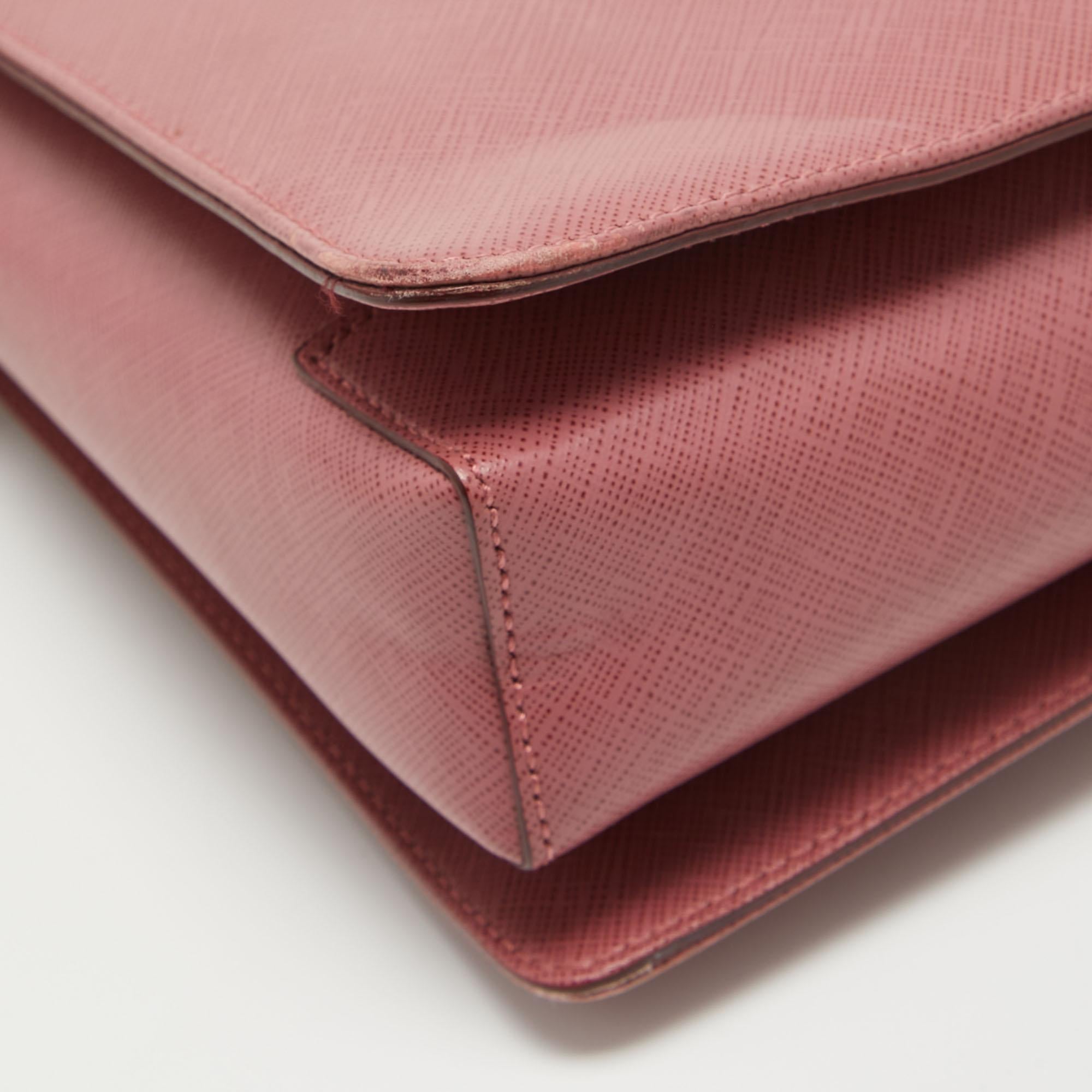 Salvatore Ferragamo Dark Pink Leather Shoulder Bag For Sale 8