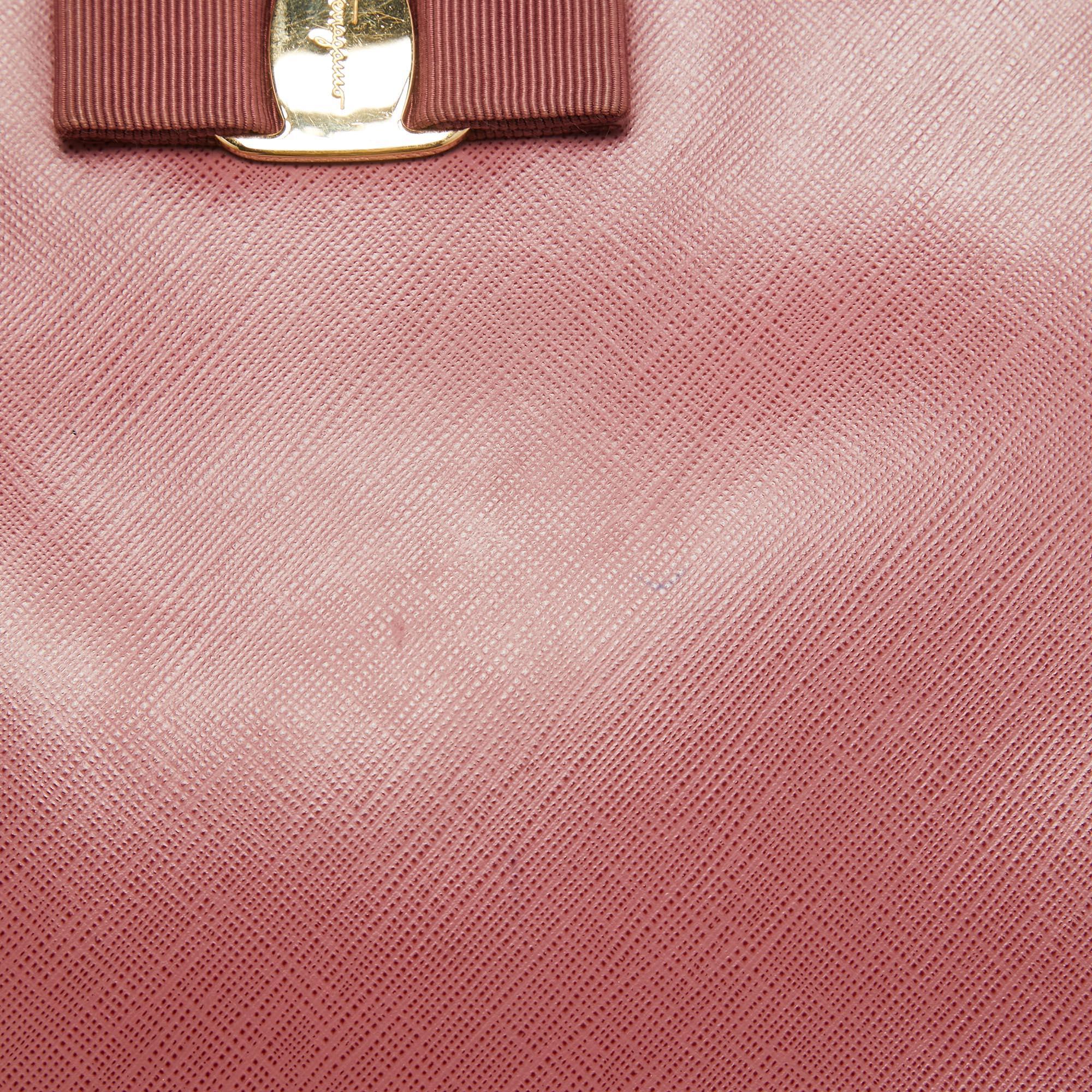 Salvatore Ferragamo Dark Pink Leather Shoulder Bag For Sale 10