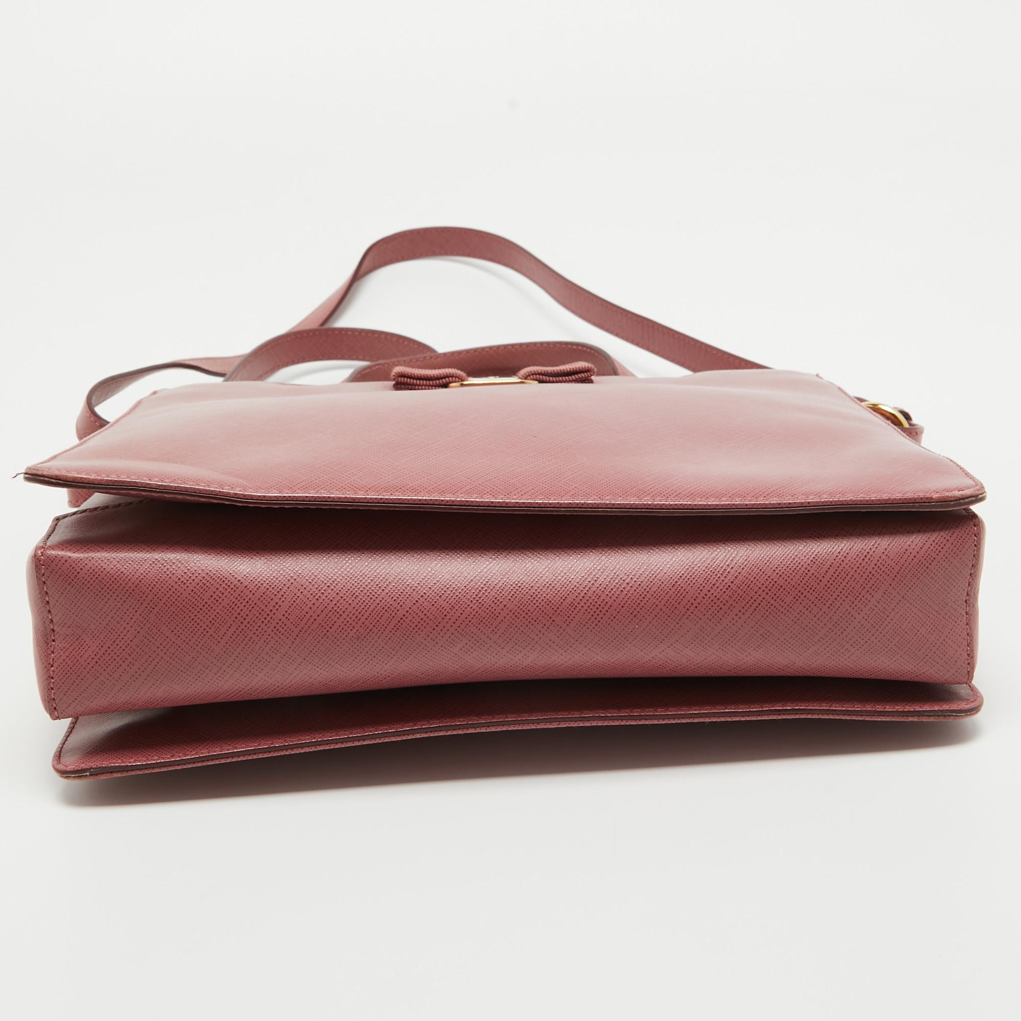Salvatore Ferragamo Dark Pink Leather Shoulder Bag For Sale 2
