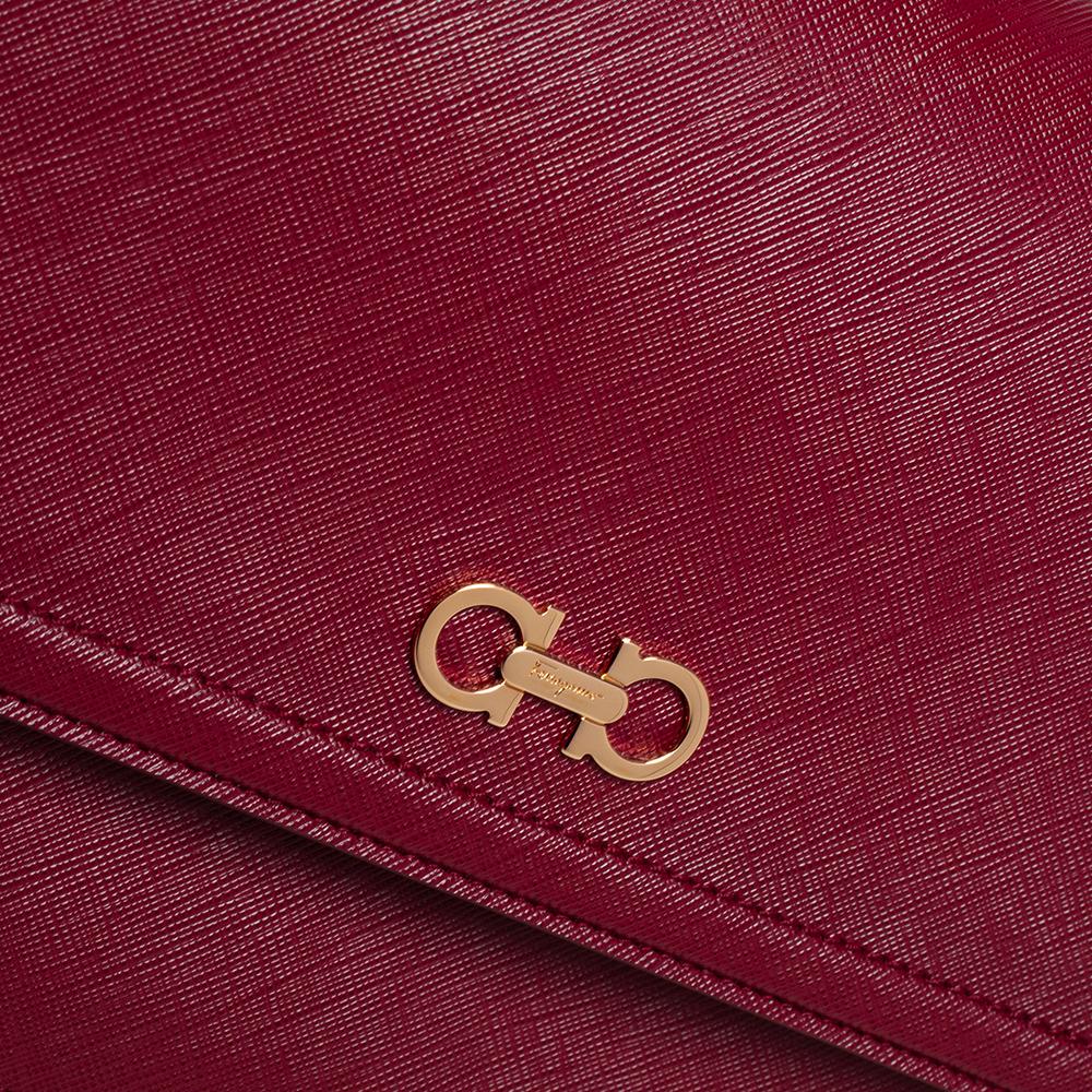 Salvatore Ferragamo Dark Red Leather Seila Top Handle Bag 2