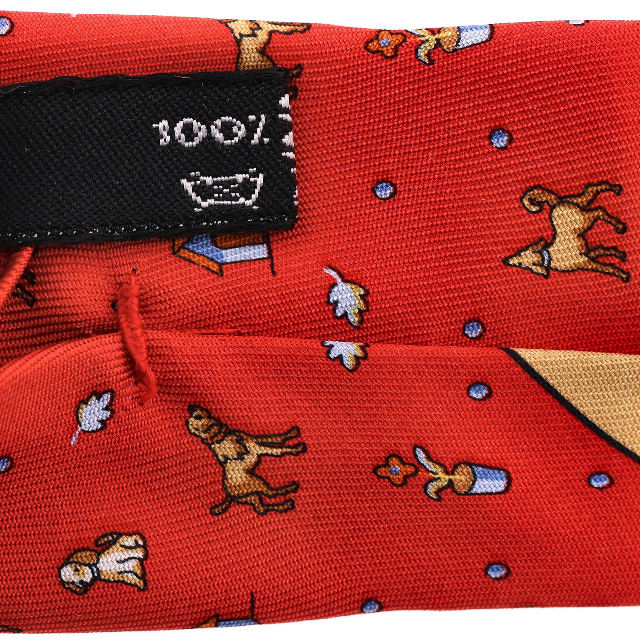 Salvatore Ferragamo Seidenkrawatte mit Hundedruck im Angebot 4