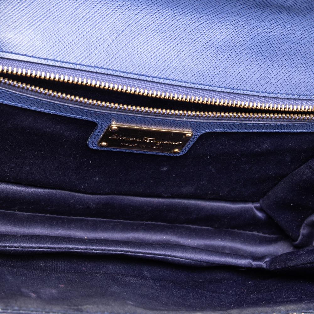Salvatore Ferragamo Electric Blue Leather Ginny Shoulder Bag 5