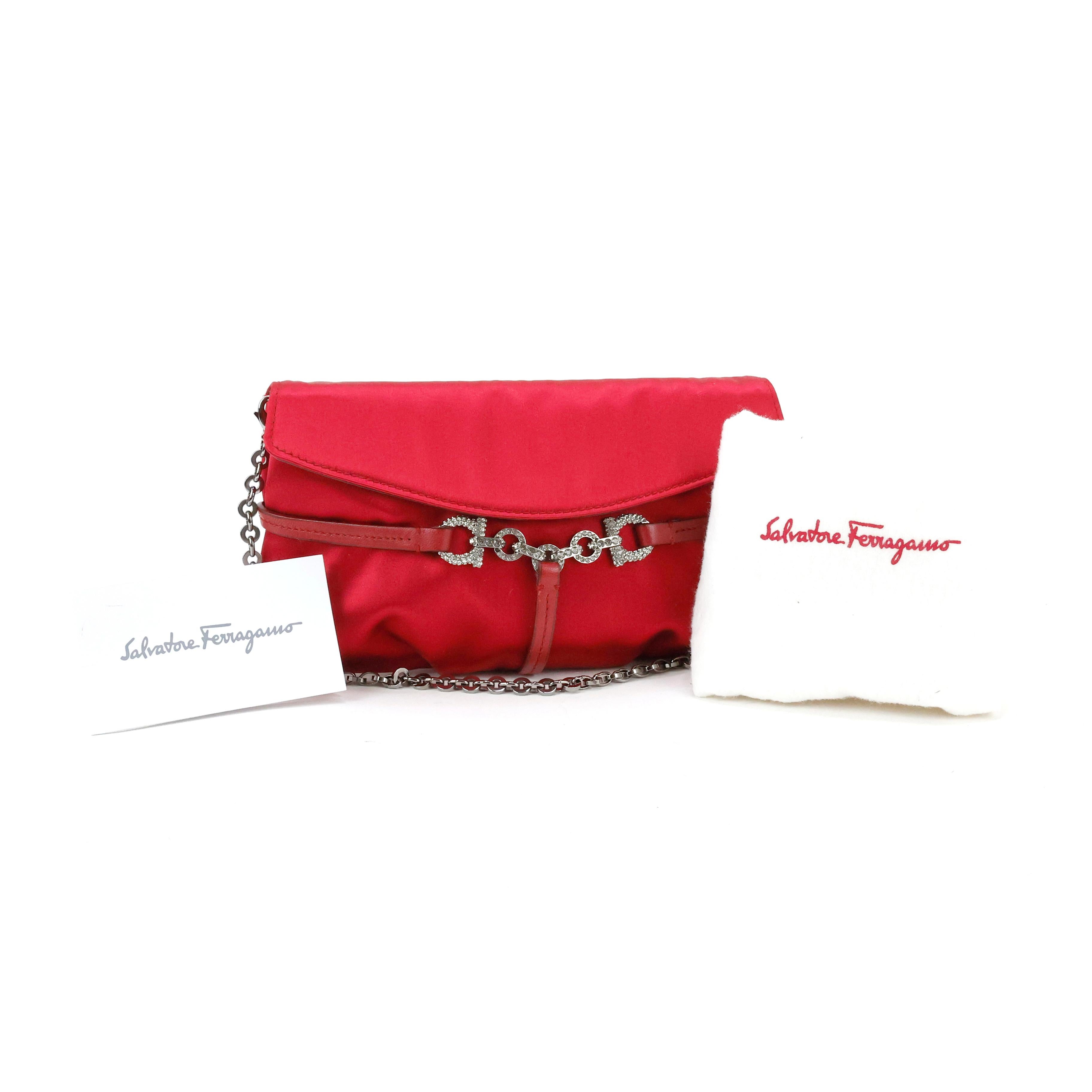 Salvatore Ferragamo Embellished Silk Bag For Sale 1