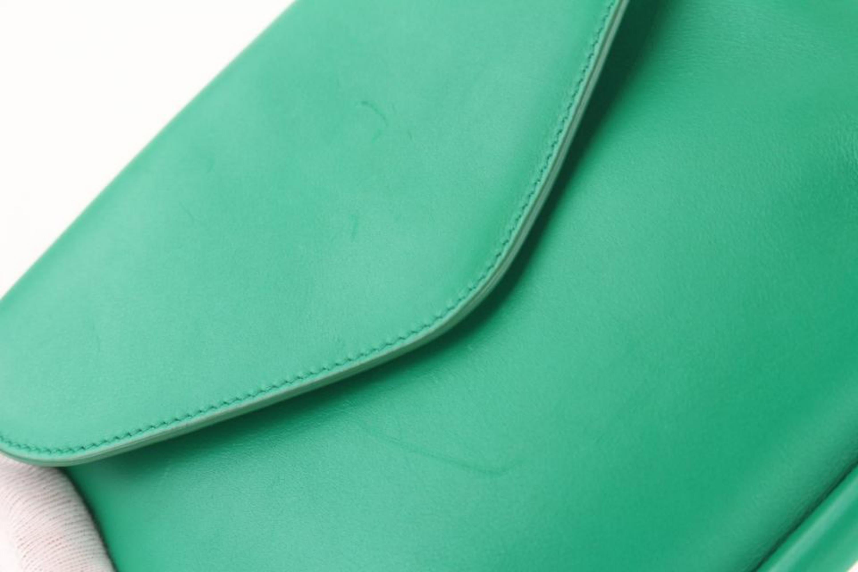 Salvatore Ferragamo Emerald Chain Flap 23mz1102 Green Leather Shoulder Bag For Sale 7