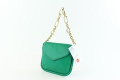 Salvatore Ferragamo Emerald Chain Flap 23mz1102 Green Leather Shoulder Bag
