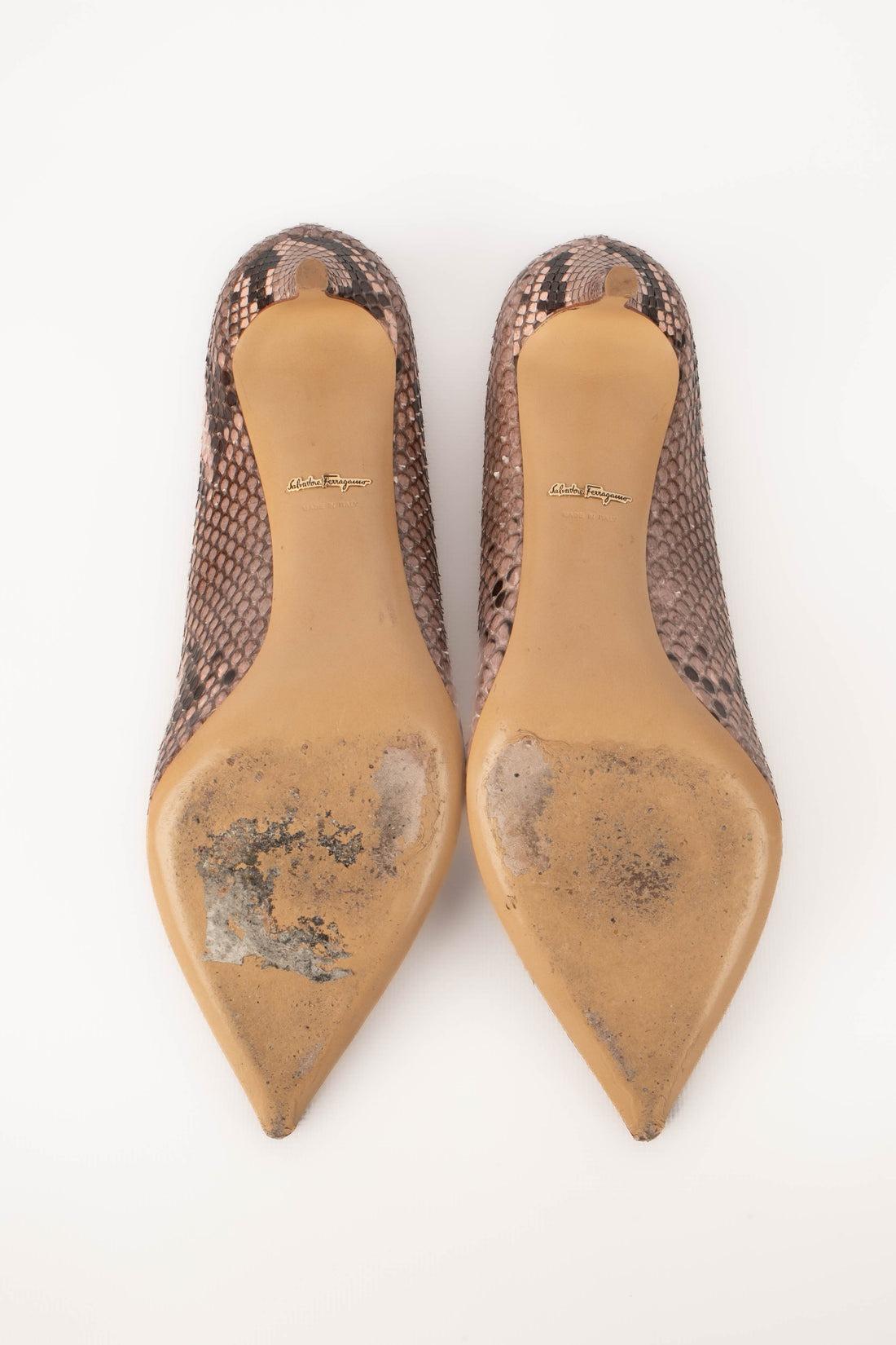 Salvatore Ferragamo Exotic Leather Stilettoes / Shoes For Sale 3