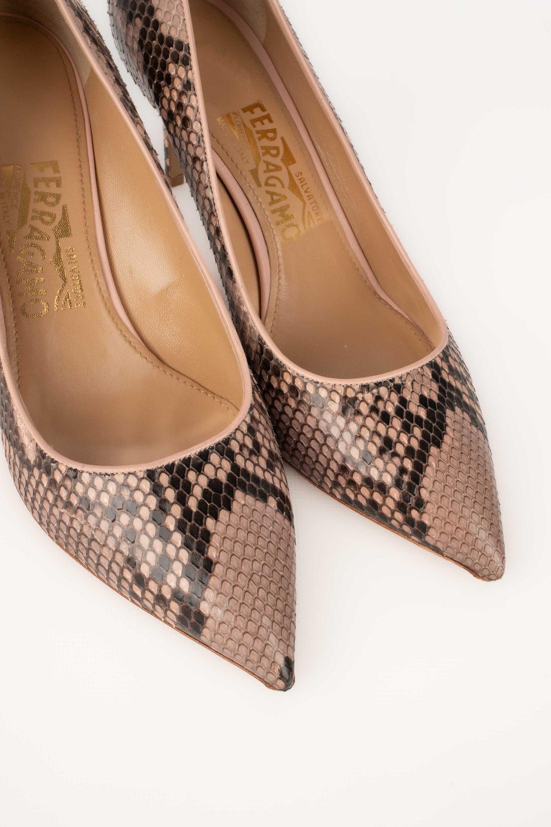 Salvatore Ferragamo Exotic Leather Stilettoes / Shoes For Sale 4