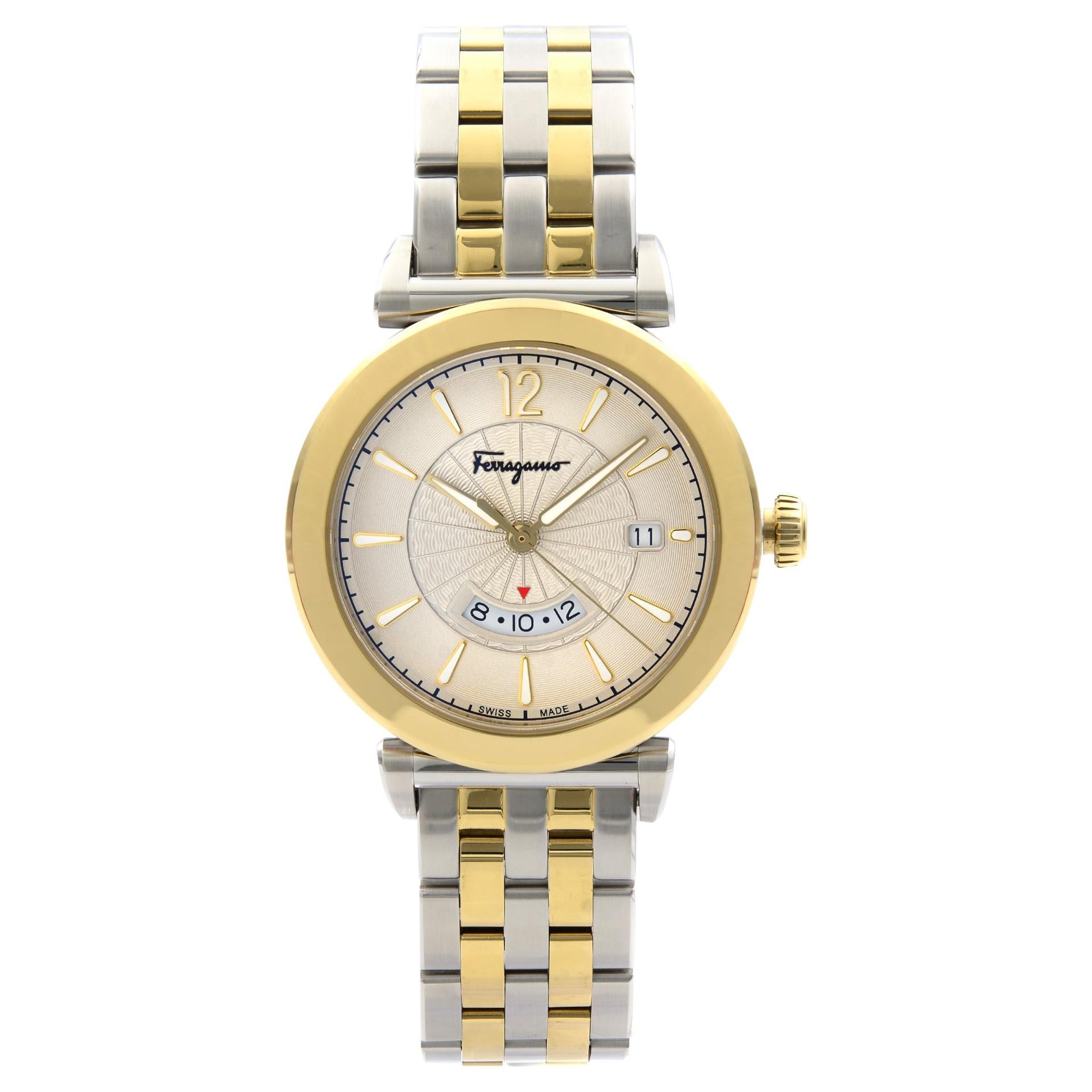 Salvatore Ferragamo Feroni GMT Two-Tone Champagne Dial Quartz Watch SF4400119