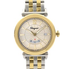 Salvatore Ferragamo Feroni GMT Two Tone Steel Silver Dial Quartz Watch SF4400119