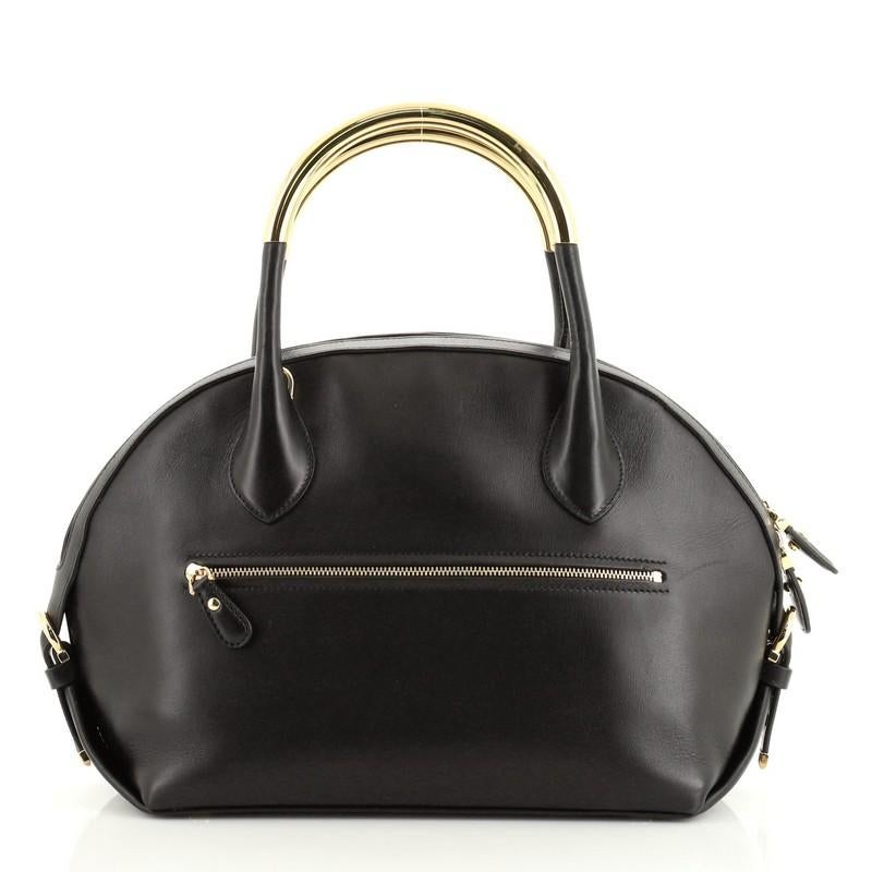 Salvatore Ferragamo Fiamma Satchel Leather with Metal Detail Medium In Good Condition In NY, NY