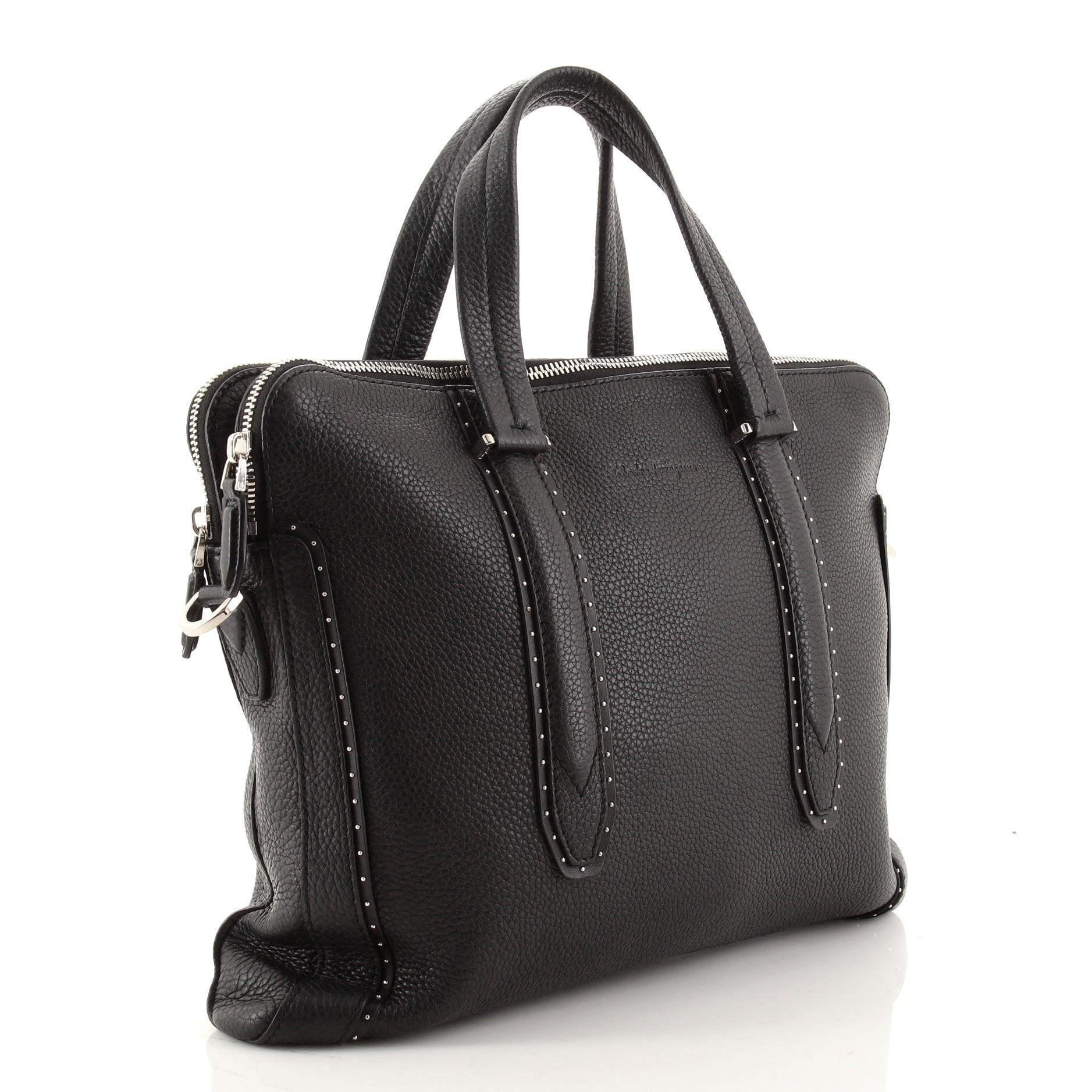 manhattan double-zip leather briefcase