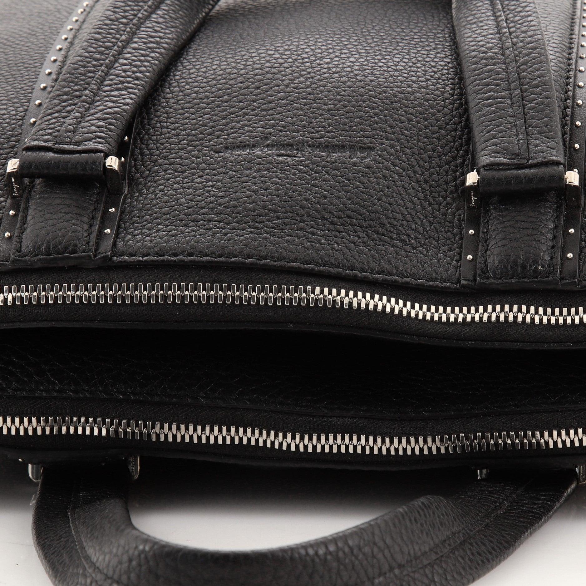 Women's or Men's Salvatore Ferragamo Firenze Double Zip Briefcase Studded Leather