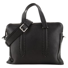 Salvatore Ferragamo Firenze Double Zip Briefcase Studded Leather