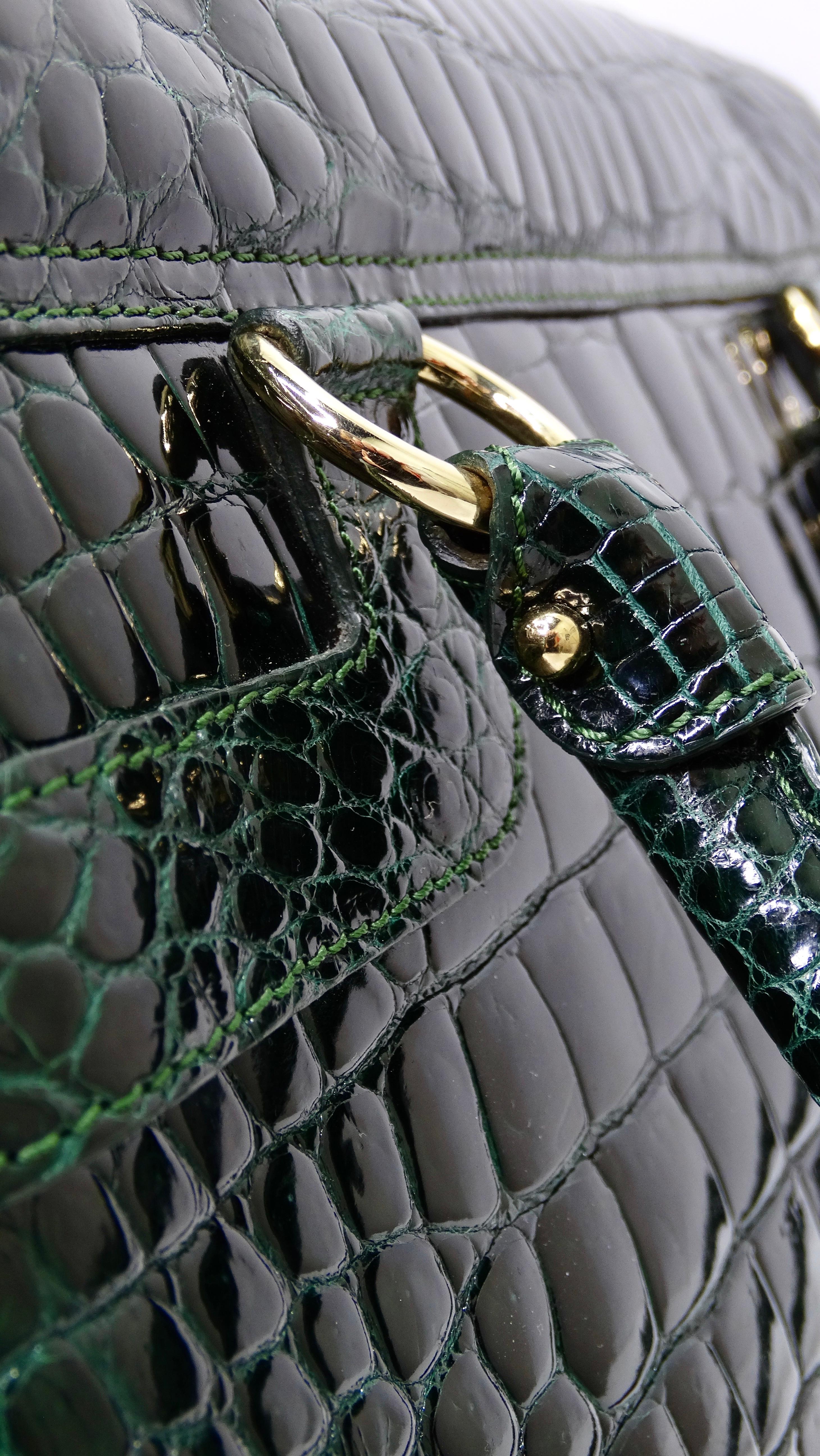 Salvatore Ferragamo Flap Green Alligator Handbag 4