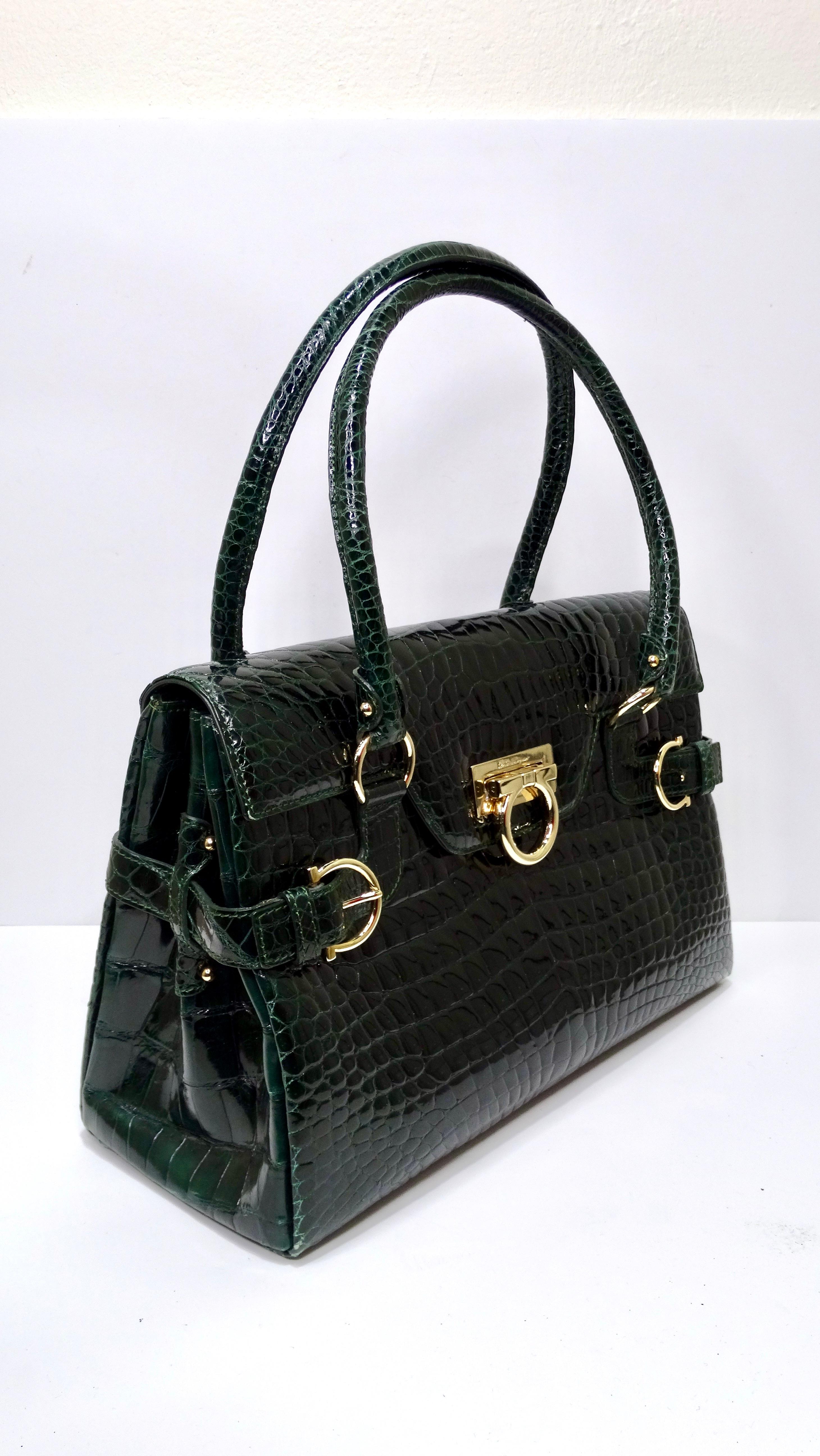 Women's Salvatore Ferragamo Flap Green Alligator Handbag