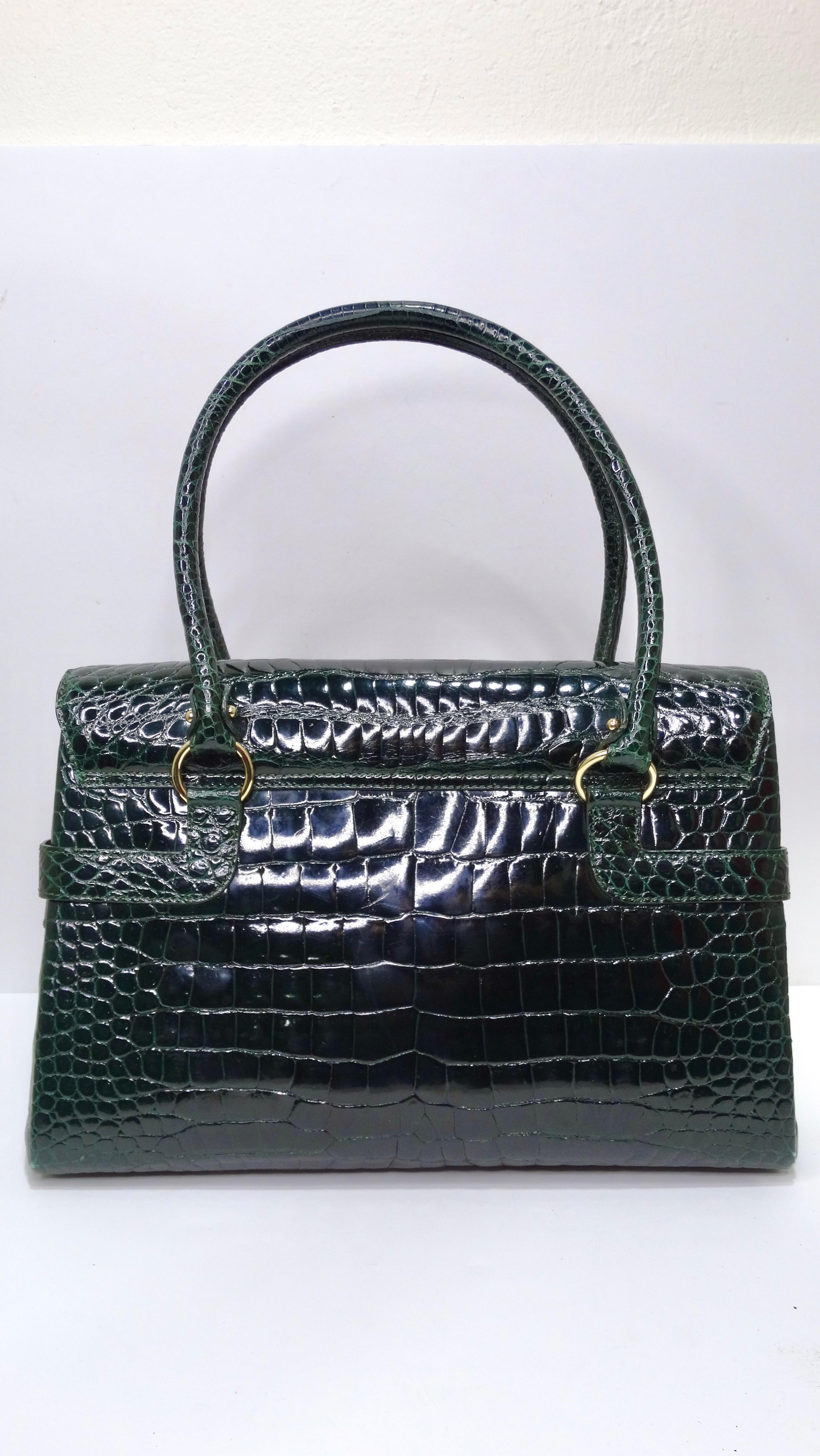 Salvatore Ferragamo Flap Green Alligator Handbag 2