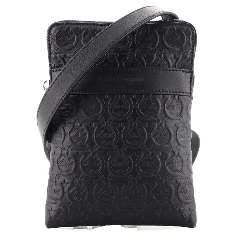Salvatore Ferragamo Flat Crossbody Pouch Gancini Embossed Leather Small