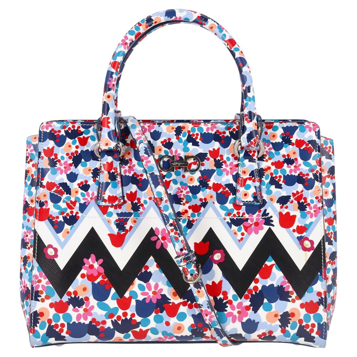 Sac en cuir Salvatore Ferragamo Floral Zigzag en vente