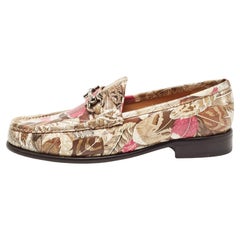 Salvatore Ferragamo Flower Printed Leather Bit Slip On Loafers Size 40.5