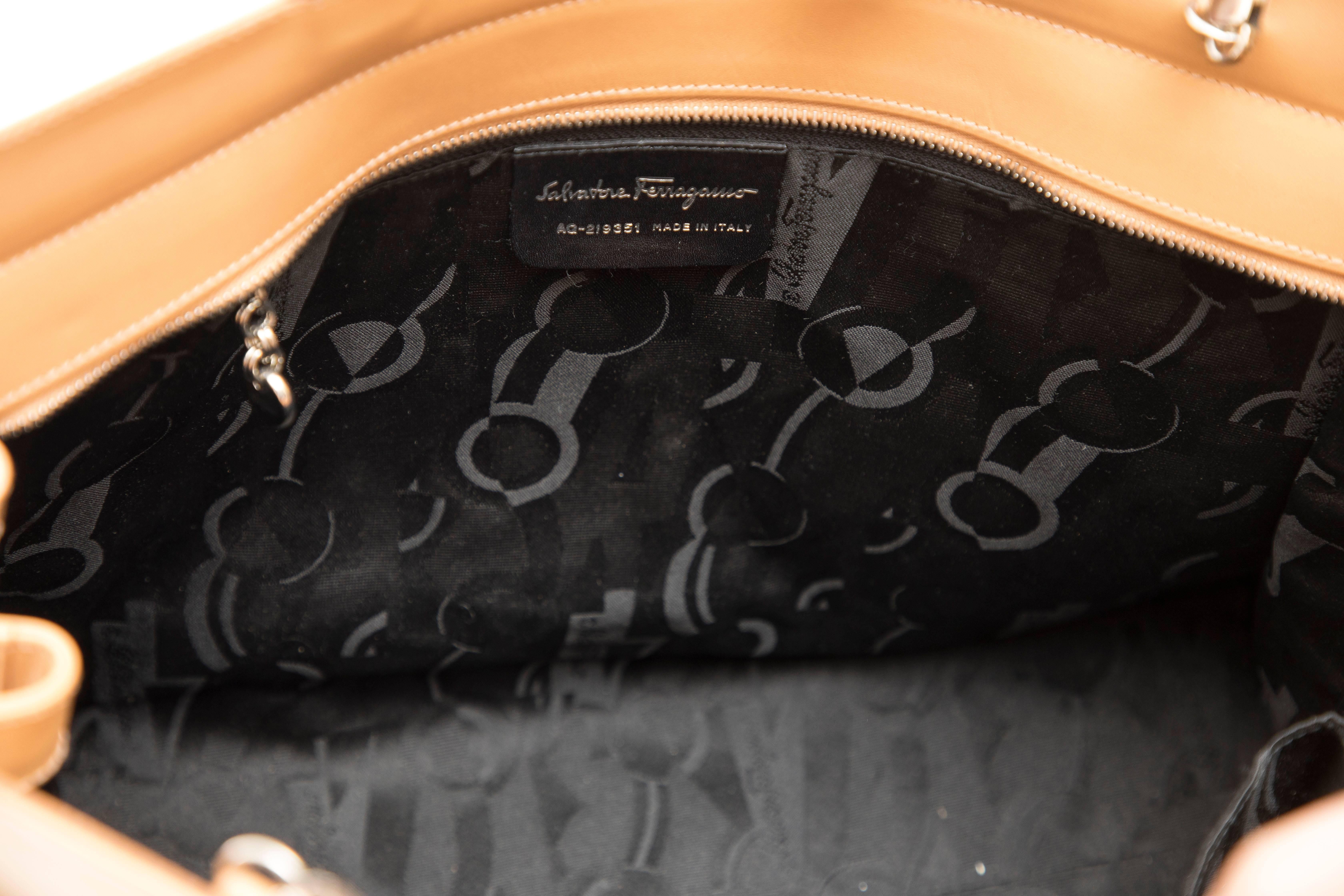 Salvatore Ferragamo Large Butterscotch Leather Top Handle Handbag For Sale 4