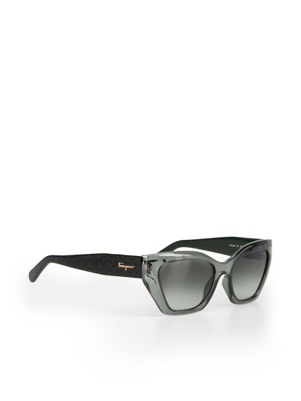 Salvatore Ferragamo Forest Green Transparent Sunglasses In New Condition For Sale In London, GB