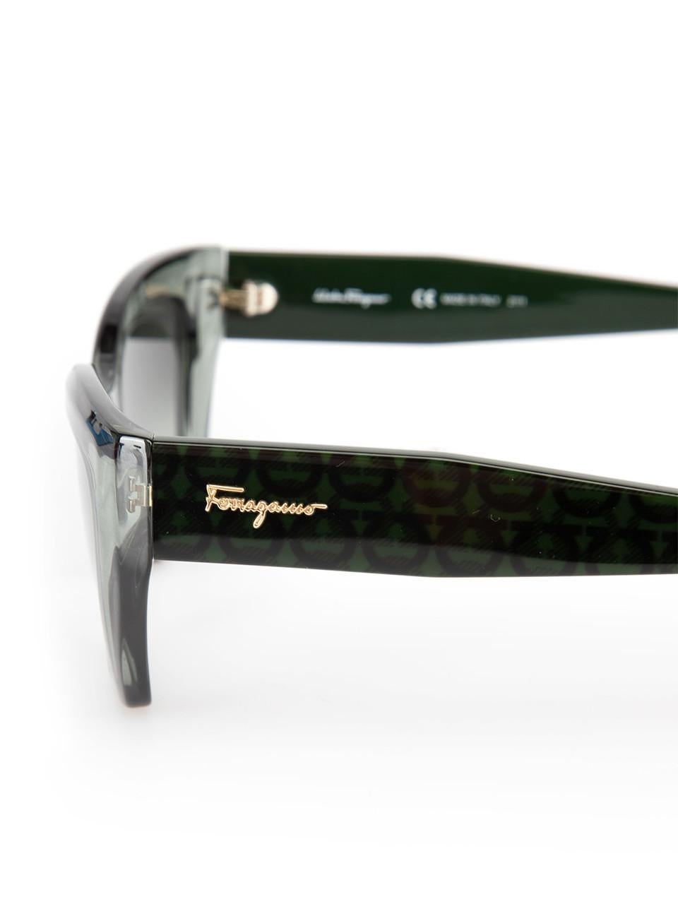 Salvatore Ferragamo Forest Green Transparent Sunglasses For Sale 2
